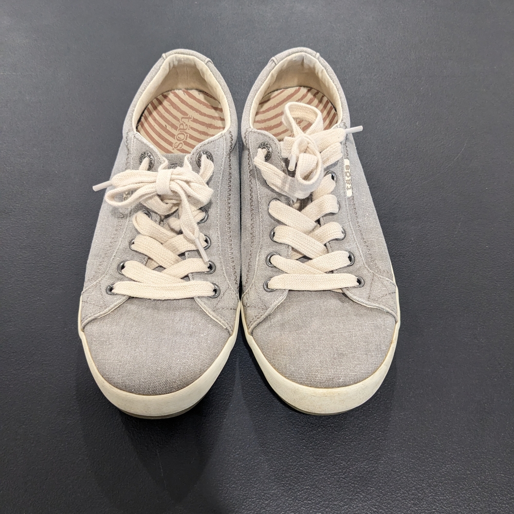 Gray Canvas Sneakers with Cream Laces